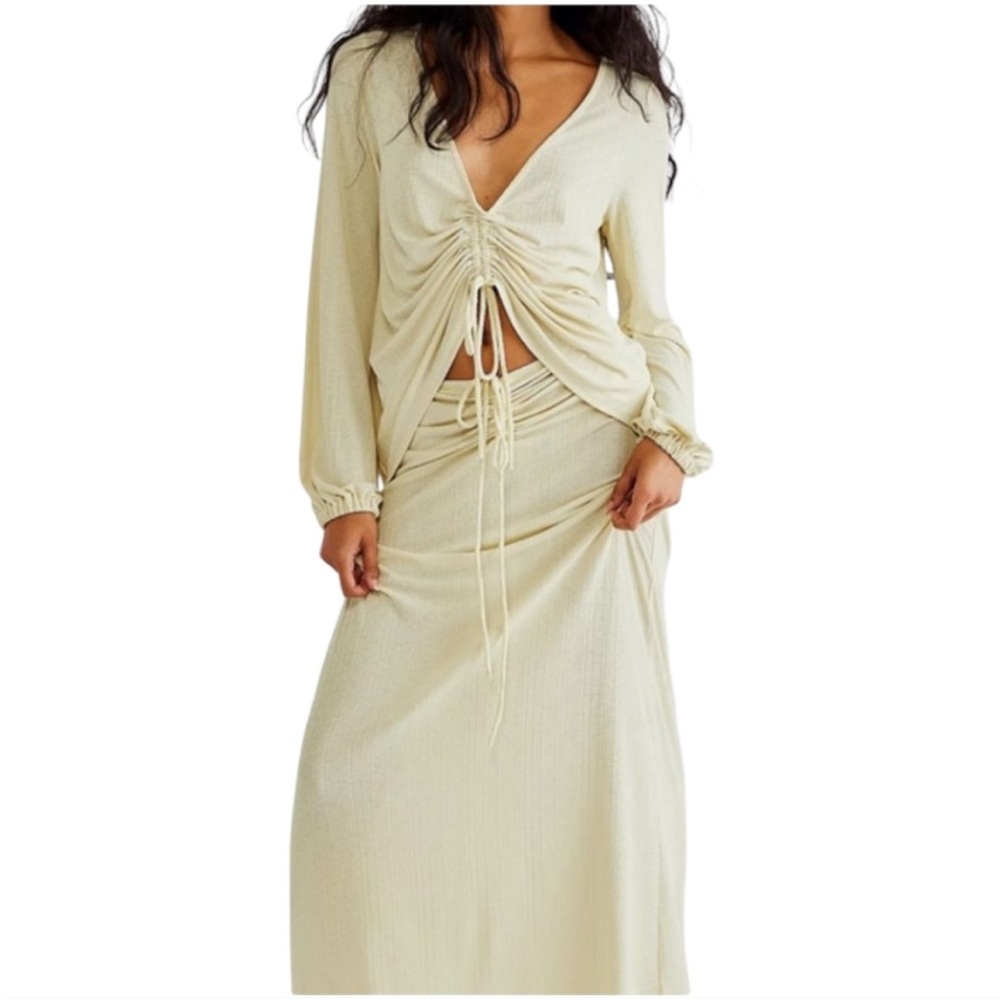 NWOT Free People Beach Addison Top, S, Light Yellow